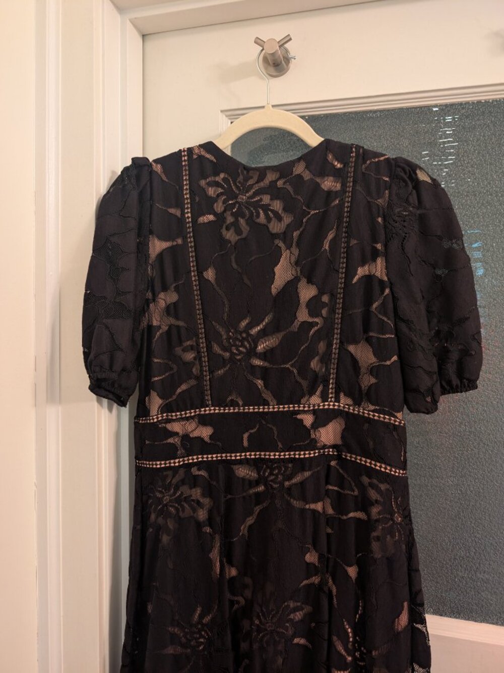 Anthropologie Ophelia Black Lace Midi Dress | Puff Sleeves | NWT | Size 10 - Picture 5 of 9
